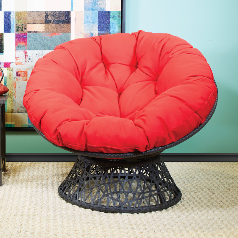 Leianna Upholstered Swivel Accent Chair, Black , Red Polyester Blend