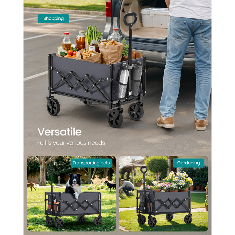 Bilbrey Foldable Camping Cart, Pull Garden Wagon, Grey