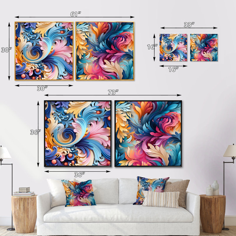 Eilerman - Ensemble de 2 collages abstraits carrés, H 36 po x l 73 po, Toile tendue