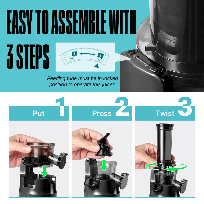 VENTRAY 60 Speed Electric Slow Masticating & Cold Press Juicer, Black