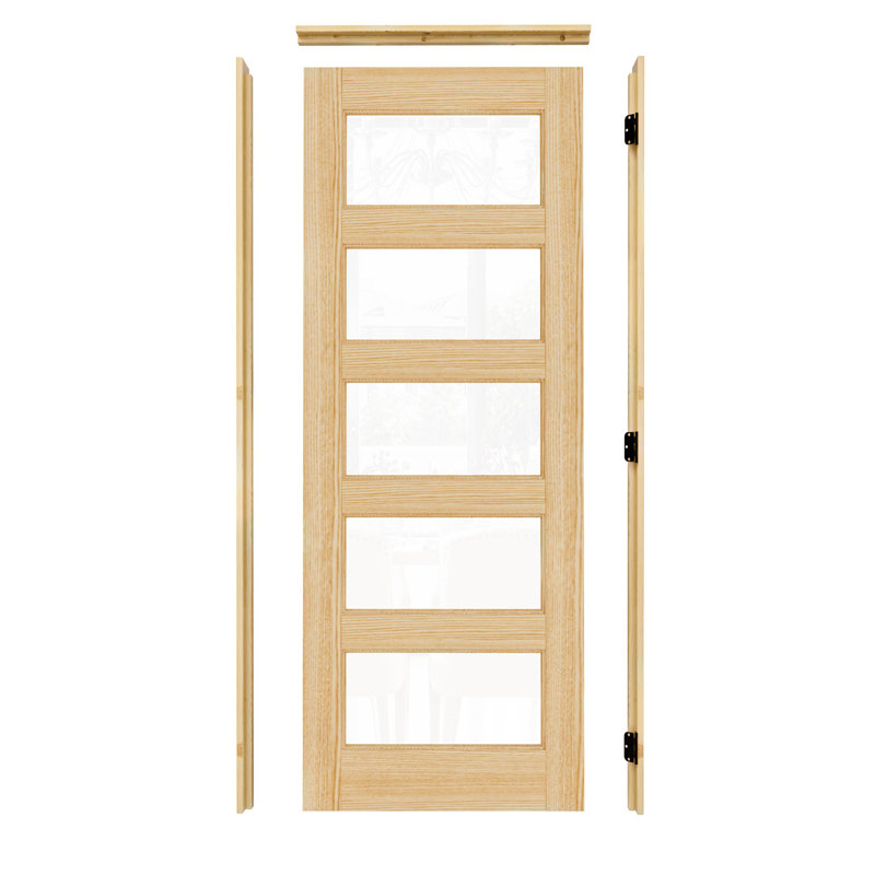 Ensemble de dalle de porte en verre transparent non-fini 5 pi , L 32 po x H 80 po, Gauche