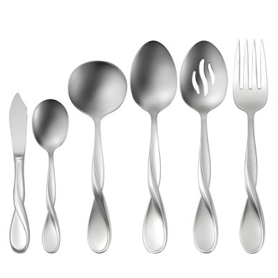 Oneida Satin Aquarius 6 Piece Flatware Serving Set, 18/10 Stainless Steel