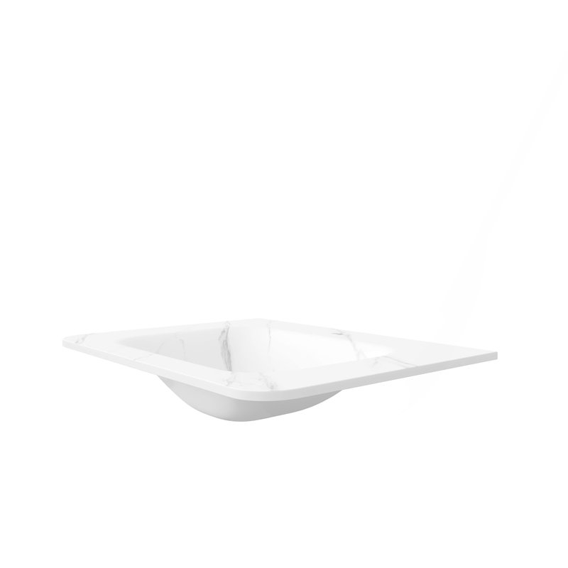 Lavabo intégré en pierre frittée blanche 30 po seulement, sans armoire, sans robinet ni bonde