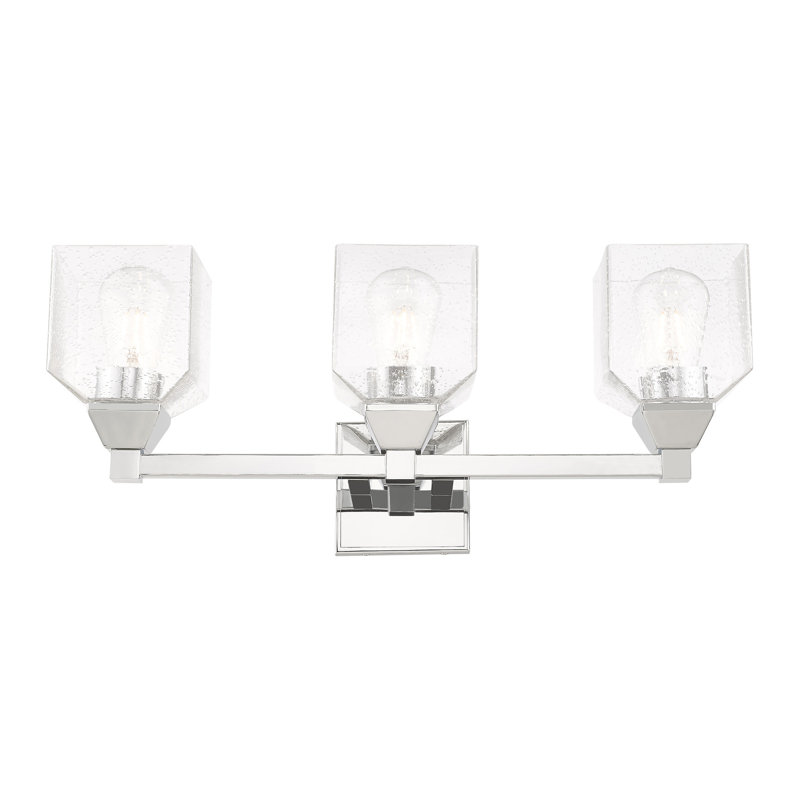 Éclairage pour meuble-lavabo à 3 lumières à intensité variable Billington, Chrome poli, Martelée transparente