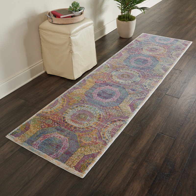 Bungalow Rose Geometric Indoor Rug, Runner 2'4" x 8'