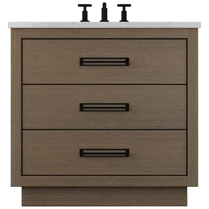 Avalon Three-Drawer Single Bath Vanity, Smoked Modern, 48", Matte Black