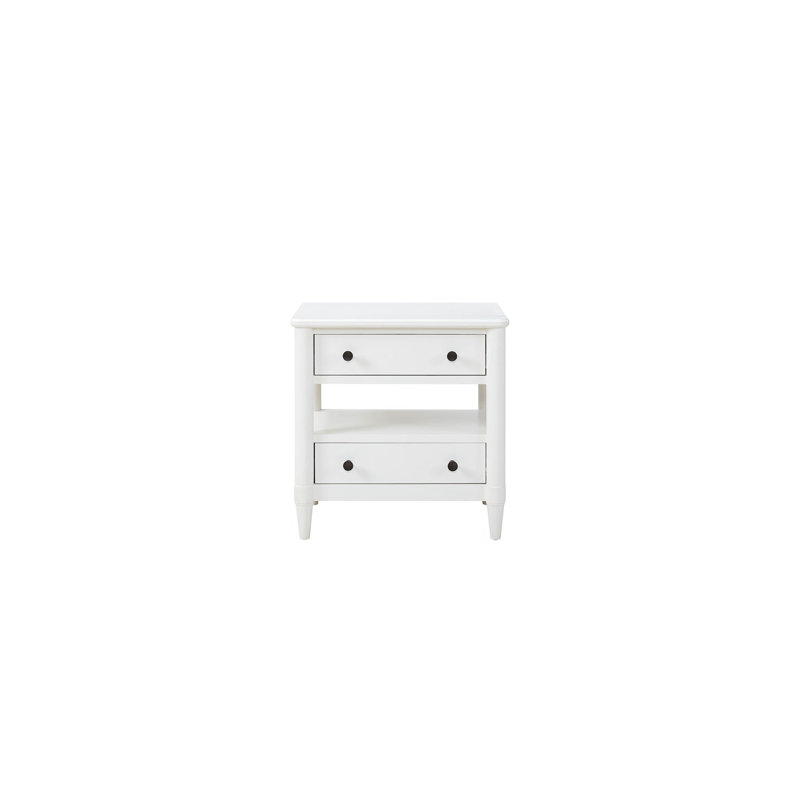 Table de chevet ouverte avec 2 tiroirs, Blanc
