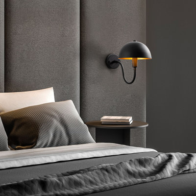 Modern Wall Lamp with Metal Body, Black Finish, 7.9 x 13.8 x 10.6 inches | E14 Socket, Max 40W (Bulb Not Included) | Stylish Accent Lighting for Living Room, Bedroom & Office | IP20 Rated for Indoor Use