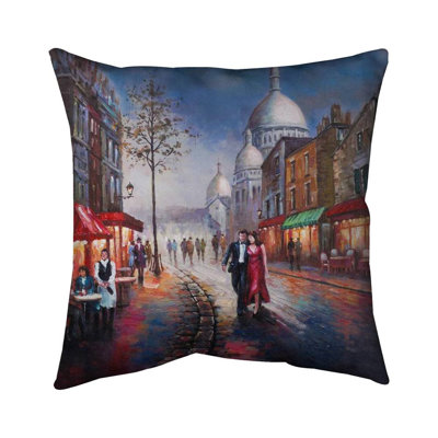 Blue Romantic Cities Pillow - Dressed Up Couple Home Decor