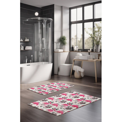 Ensemble de tapis de bain de luxe Eakly (2 pièces), 100% polyester, 16,0 x 23,6 pouces et 23,6 x 39,4 pouces | Conception antibactérienne antidérapante, hauteur de poils de 0,3 po | Lavable à la machine, durable et facile à nettoyer | Idéal pour la décoration de salle de bain