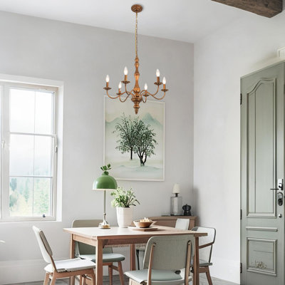 6-light Farmhouse Brass Gold Chandelier French Country