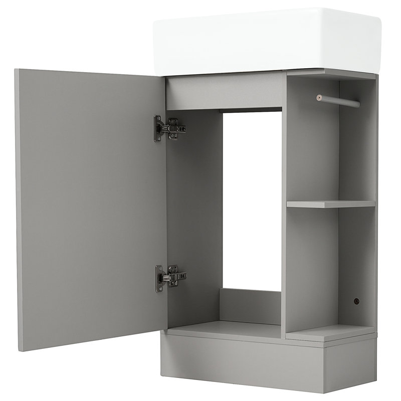 Meuble-lavabo gris 18,6 po avec planche et lavabo en céramique personnalisable
