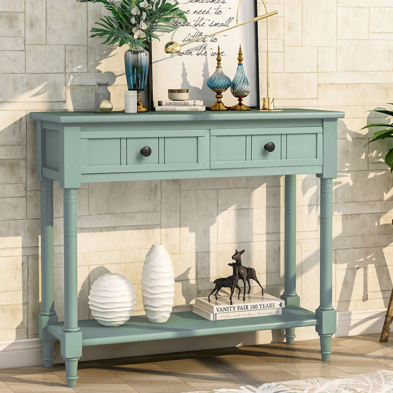 Console en bois massif 36 po Nedlands, Bleu rétro