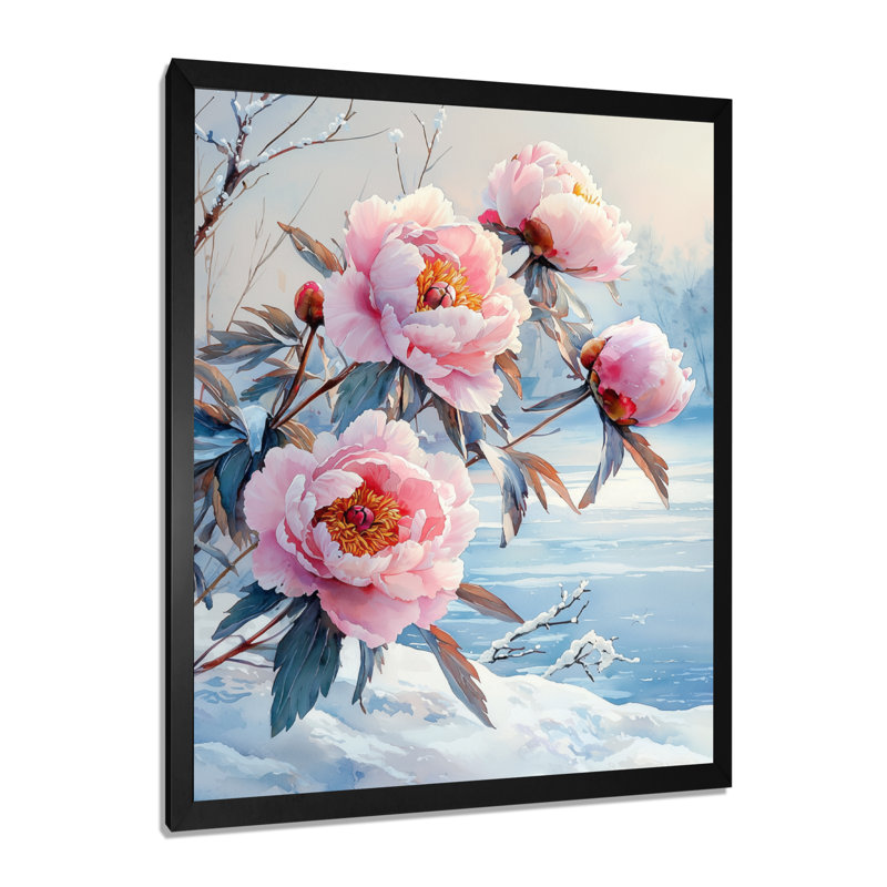 Balnamore - Floral Canvas Prints, Black, 20" H x 12" W, Framed Print without Mat