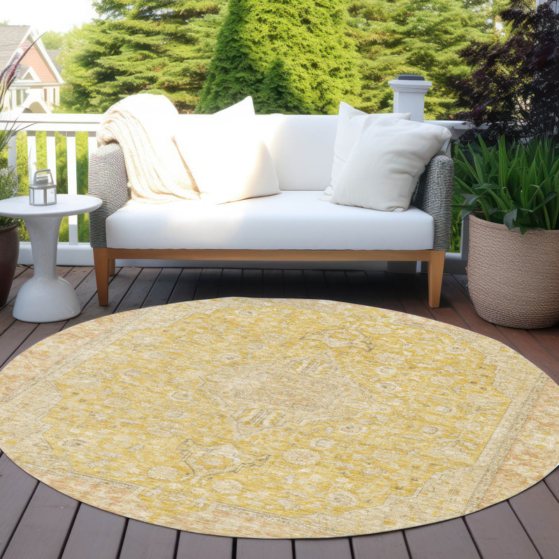 Tapis intérieur / extérieur lavable à la machine Claudian ACN1651, Rond 8 pi
