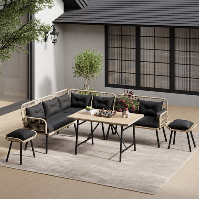 Ivet Outdoor 10PCS Wicker Model Design Sectional with Cushions by George Oliver