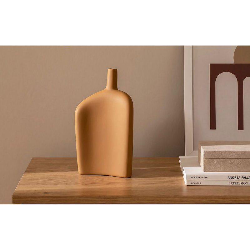 Elegant Ceramic Vase, Tan Color, 5.9 x 2.4 x 10.6 inches | 100% Durable Ceramic | Perfect for Home Décor, Living Room, or Office | Stylish and Functional Accent Piece for Any Space
