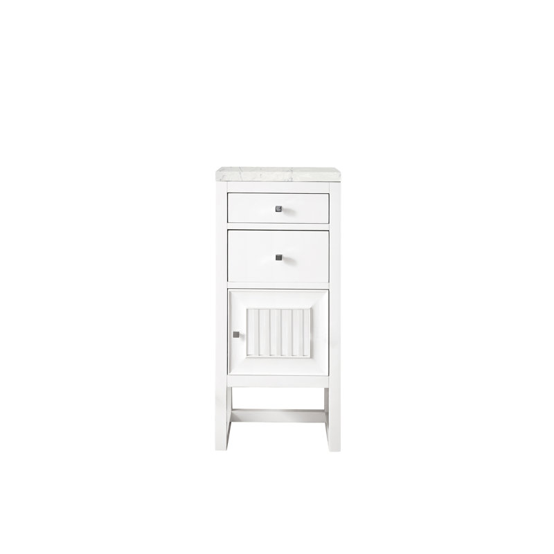 Athens 15" W Freestanding Bathroom Cabinet, Right Handed, Glossy White/Eternal Jasmine Pearl