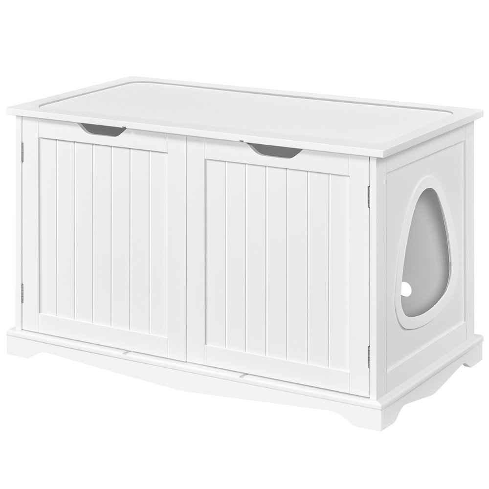 Extra Large Cat Litter Box with Scoop, Front Entry and Top Exit, White Tucker Murphy Pet