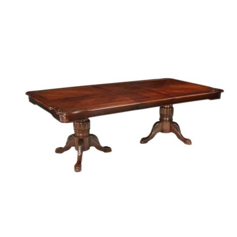 Table de salle à manger traditionnelle 84 po avec double piédestal