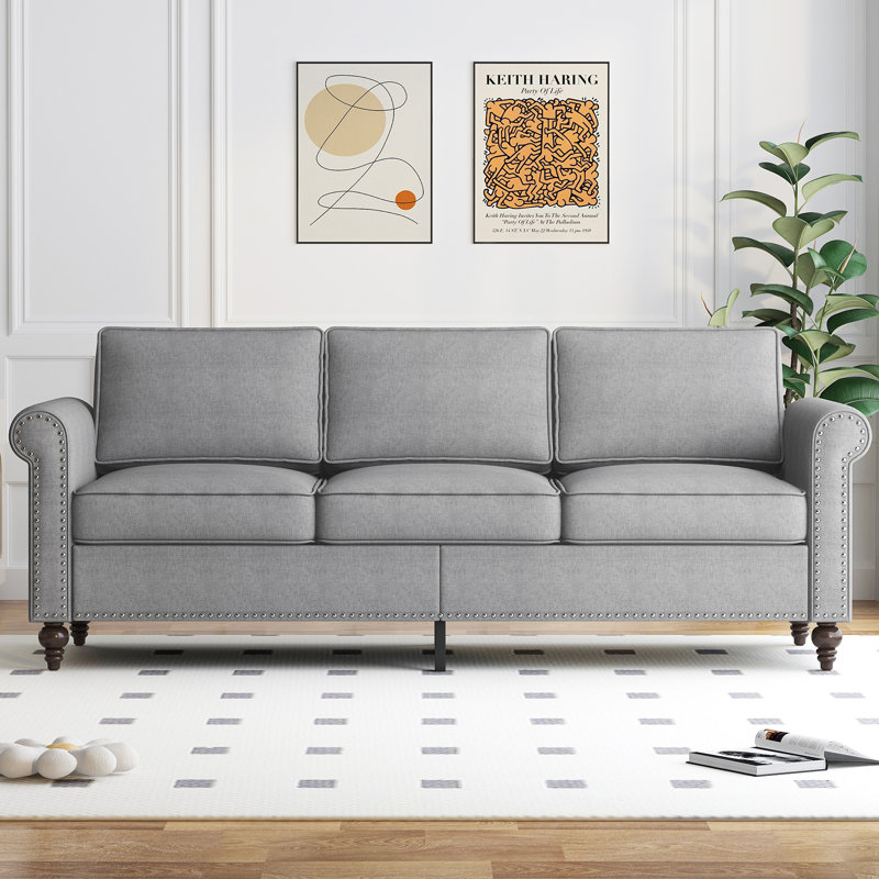 Charlton Home Modern 76" Upholstered Sofa with Solid Wood Frame & High-Density Foam - Easy Assembly, Skin-Friendly Fabric, Mid-Century Design for Living Room