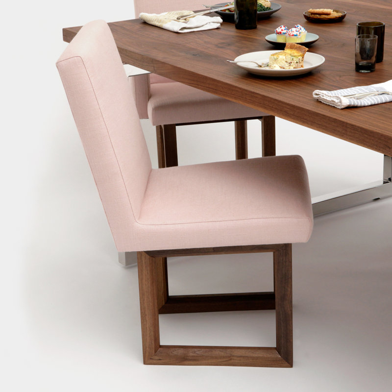 C2 W Upholstered Dining Chair, Blush Linen Blend