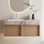 Meuble-lavabo mural moderne de 36 po, plateau de table en pierre frittée avec armoires en bois massif, meuble-lavabo flottant (fixer le lavabo seulement)