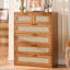 Ensemble de 2 commodes en rotin, style bohème, en bois, commode 6 tiroirs de 122 cm et commode 6 tiroirs de 107 cm, mobilier de chambre-1227925982