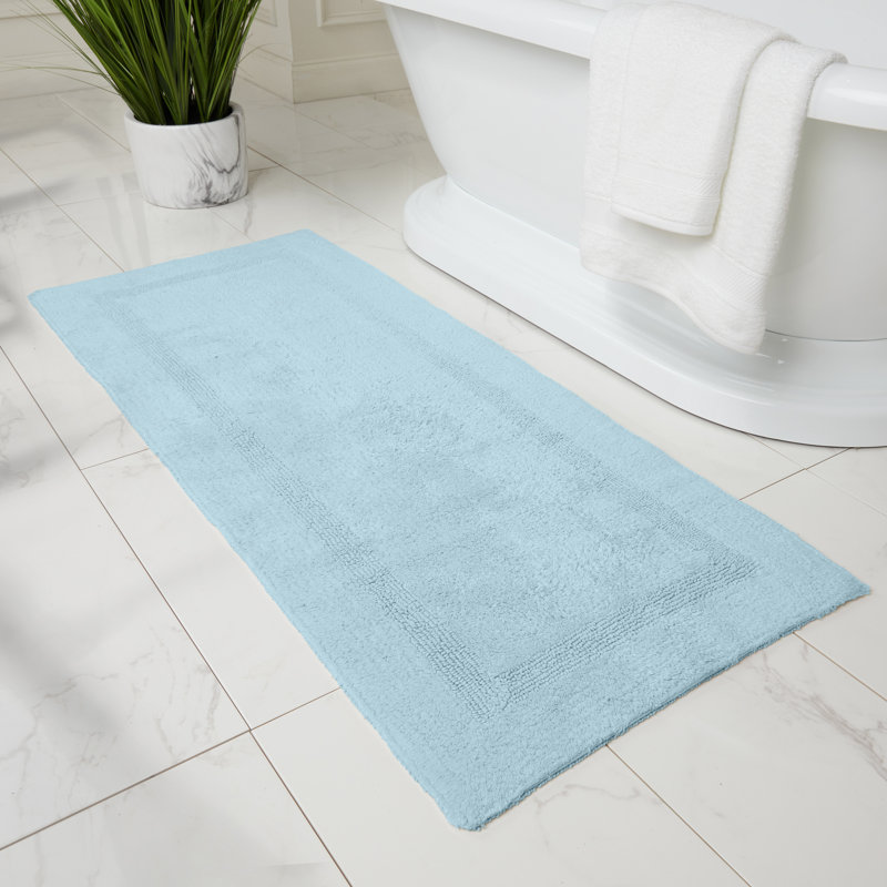 Edilio Cotton Bath Rug, 24'' W x 60'' L, Blue