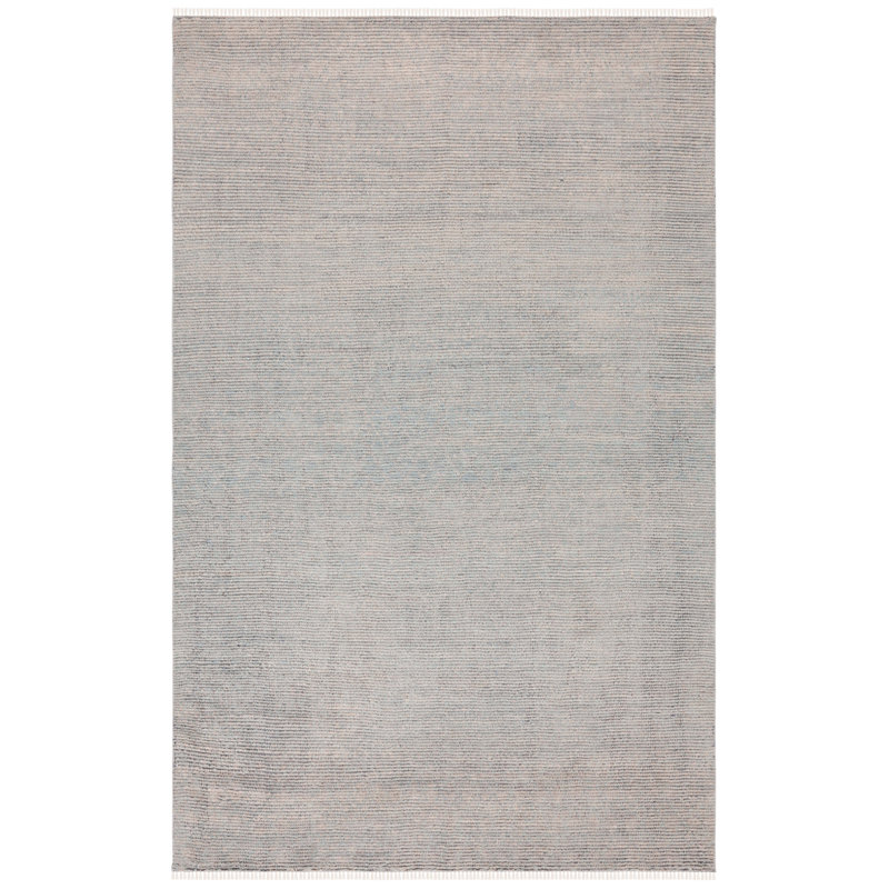 Tapis gris / beige en laine / coton noué à la main Juleidy 801, Rectangle 6 pi x 9 pi