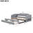 Twin Xl Size Gray Daybed With Extendable Function, Led And Two Storage Drawers, Pine Wood Structure Upholstered To King Gray, Improves Room Utility-1797870771
