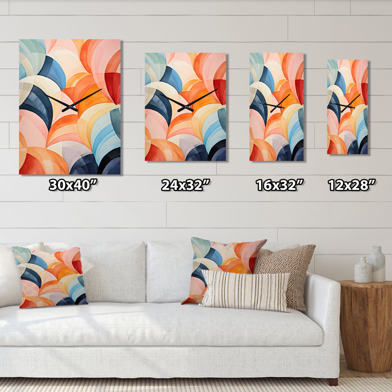 Hardedge Pastel Symetry II - Horloge murale abstraite, Grand