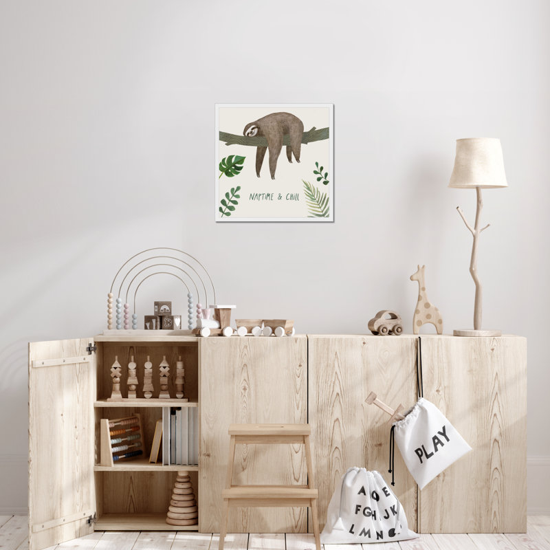 Sloth Sayings II by Victoria Borges - Wrapped Canvas Painting Print, 55cm H x 55cm W, White Framed Paper Print
