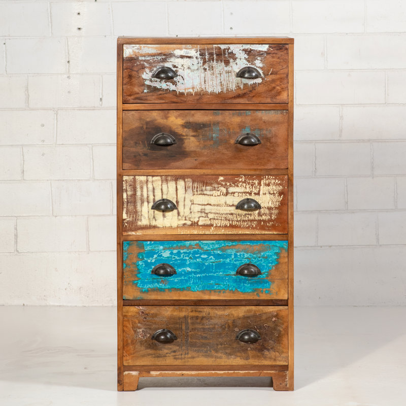 Ranjit Solid Wood 60cm W 5 - Drawer Chest of Drawers