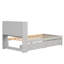 Structure de lit simple gris avec station de charge et 2 lits modernes sous le tiroir, finition et rangement-828662600