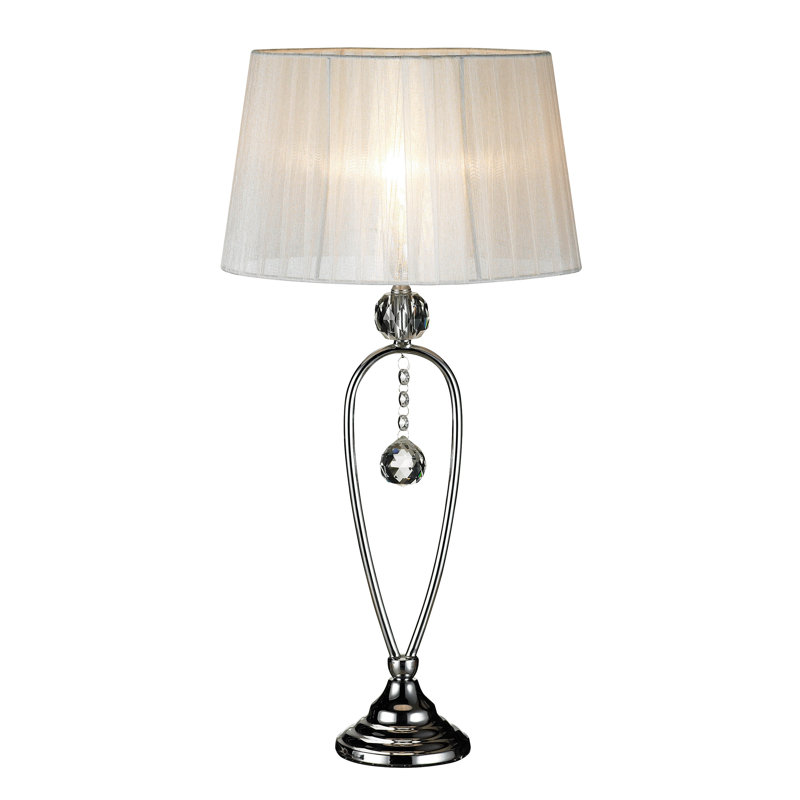 Rowell Metal Table Lamp, Chrome/White
