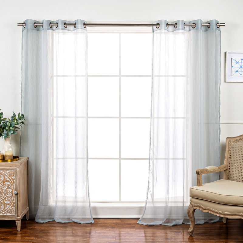 Rideau transparent Maaike, L 52 po x L 84 po, gris