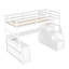 Lit mezzanine simple avec bureau, 7 tiroirs et 2 tablettes en blanc - Robuste pour 6 ans et plus. Construire. Idéal pour la chambre à coucher. Pour plus de 6 ans