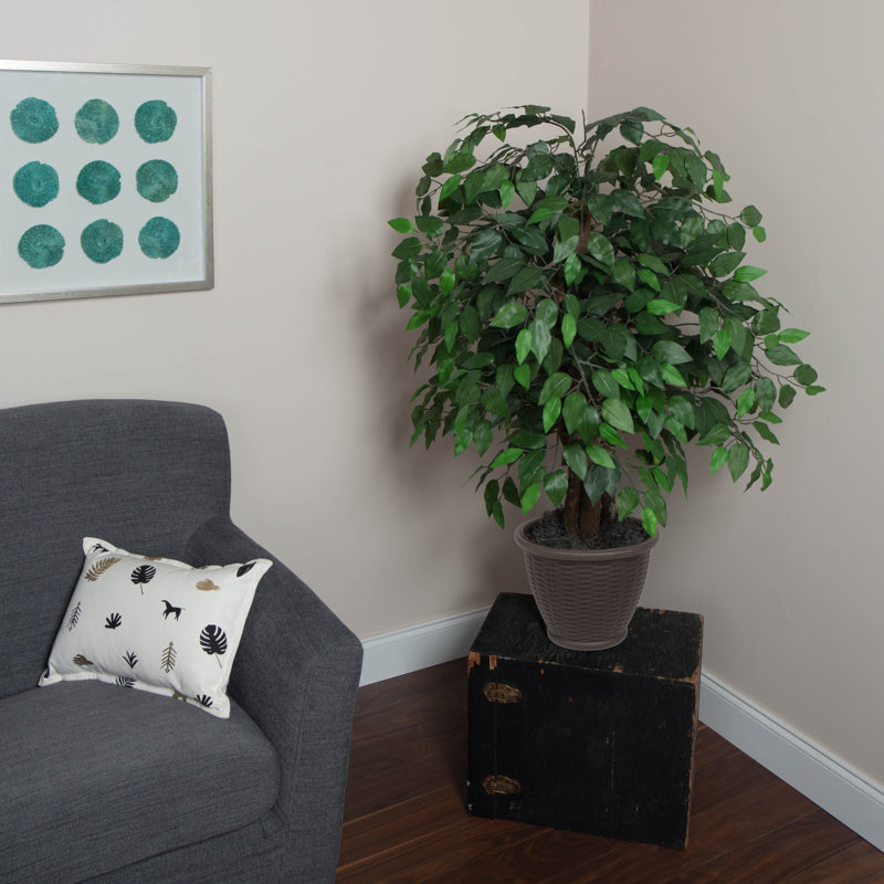 Arbre en pot artificiel Ficus, Brun