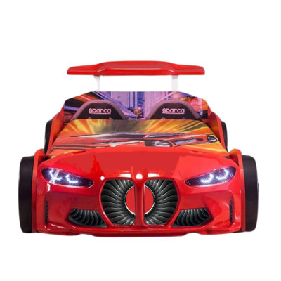 Aleara GTX Twin Race Car Bed with LED Lights & Sound FX, Kids Racing Bedroom Furniture