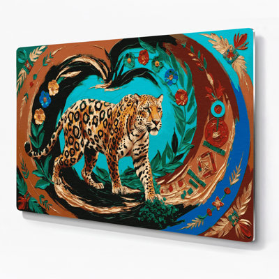 «Big Cats», art mural brun en métal Jaguar mexicain