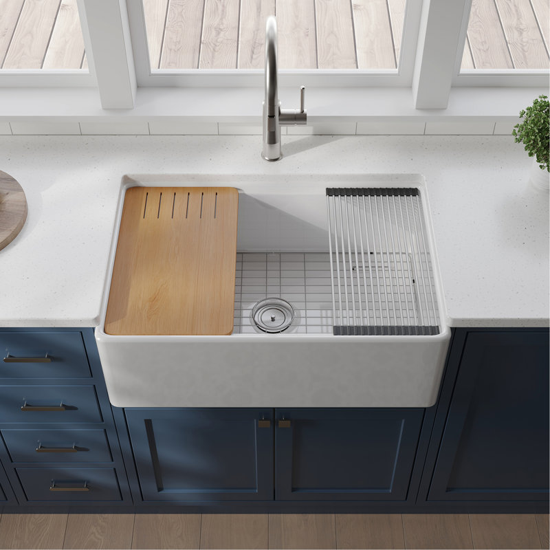 Lavabo à tablier: l 30 po x P 20 po - Lavabo spacieux en L pour un look élégant