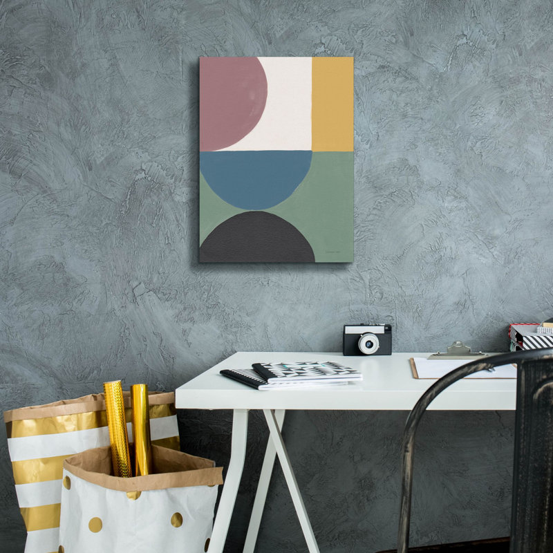 «Colorful Retro Abstract 5» par Danhui Nai, art mural sur toile, H 16 po x l 12 po