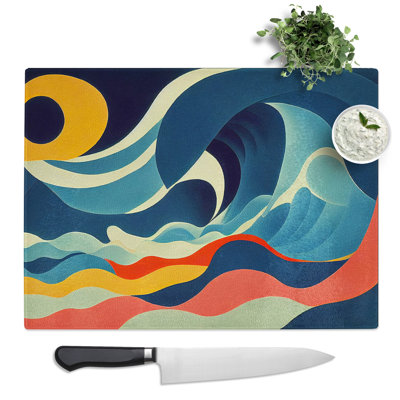 Abstract Ocean Wave Vol.1  Glass Chopping Board