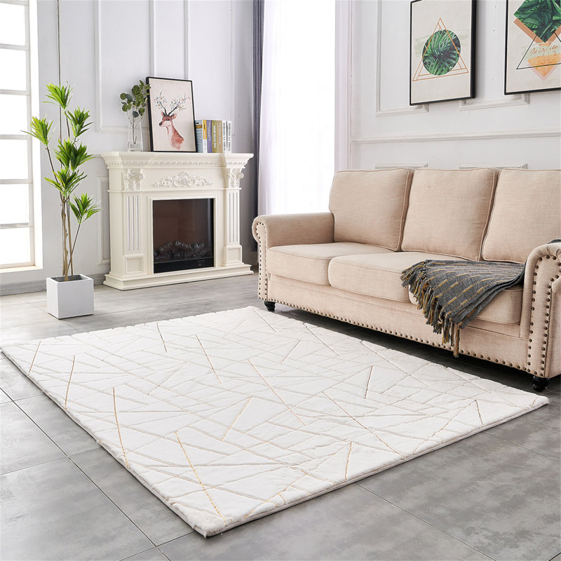 Tapis en fausse fourrure Chinchilla, Rectangle 6 pi x 9 pi