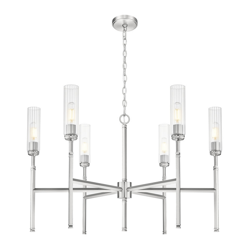 Lustre 6 lumières Esme Nickel brossé, Nickel brossé