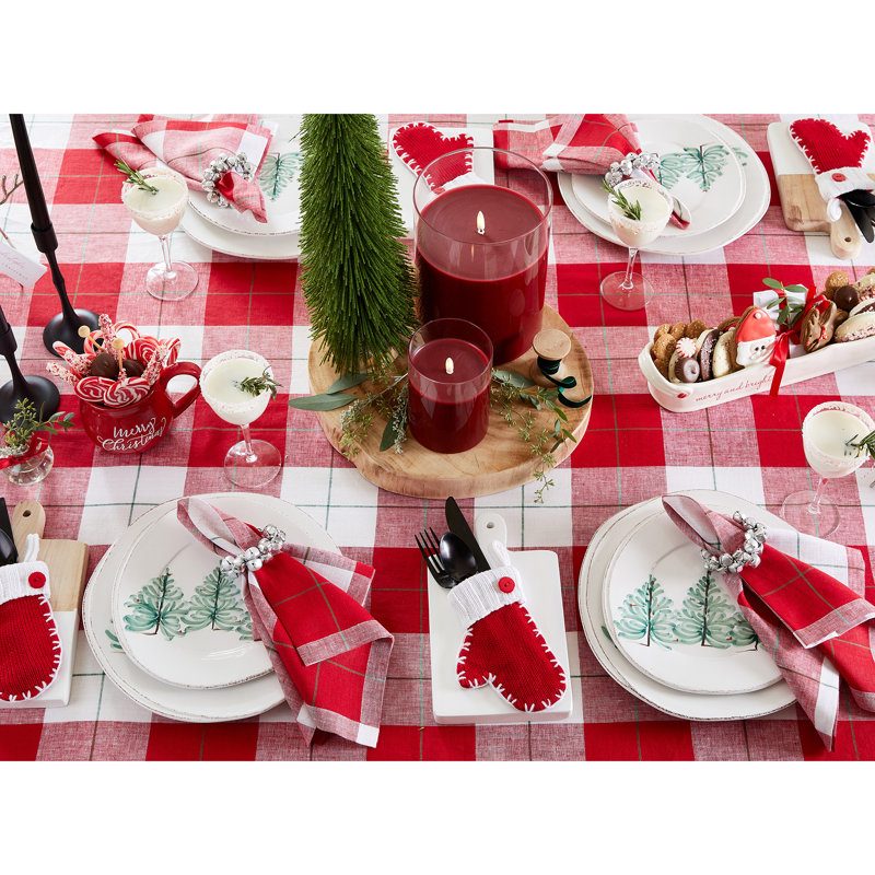 Very Merry Plaid - 100% Pure Linen Christmas Table Throw