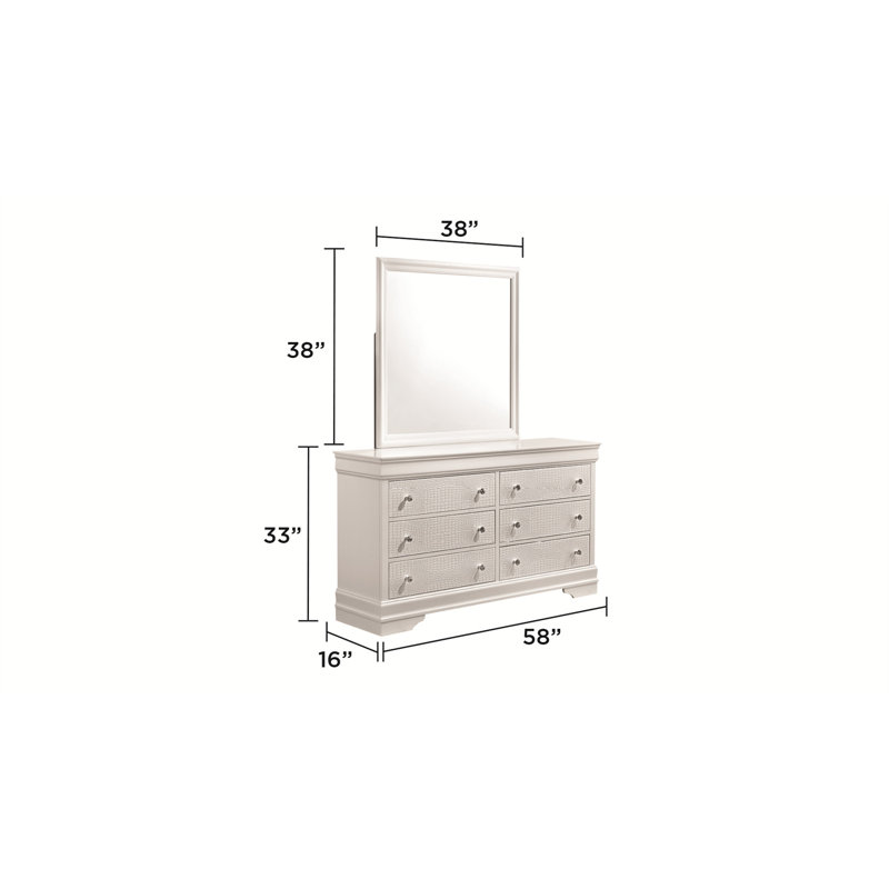 Miroir de style moderne Blaze en bois (miroir inclus seulement), Blanc