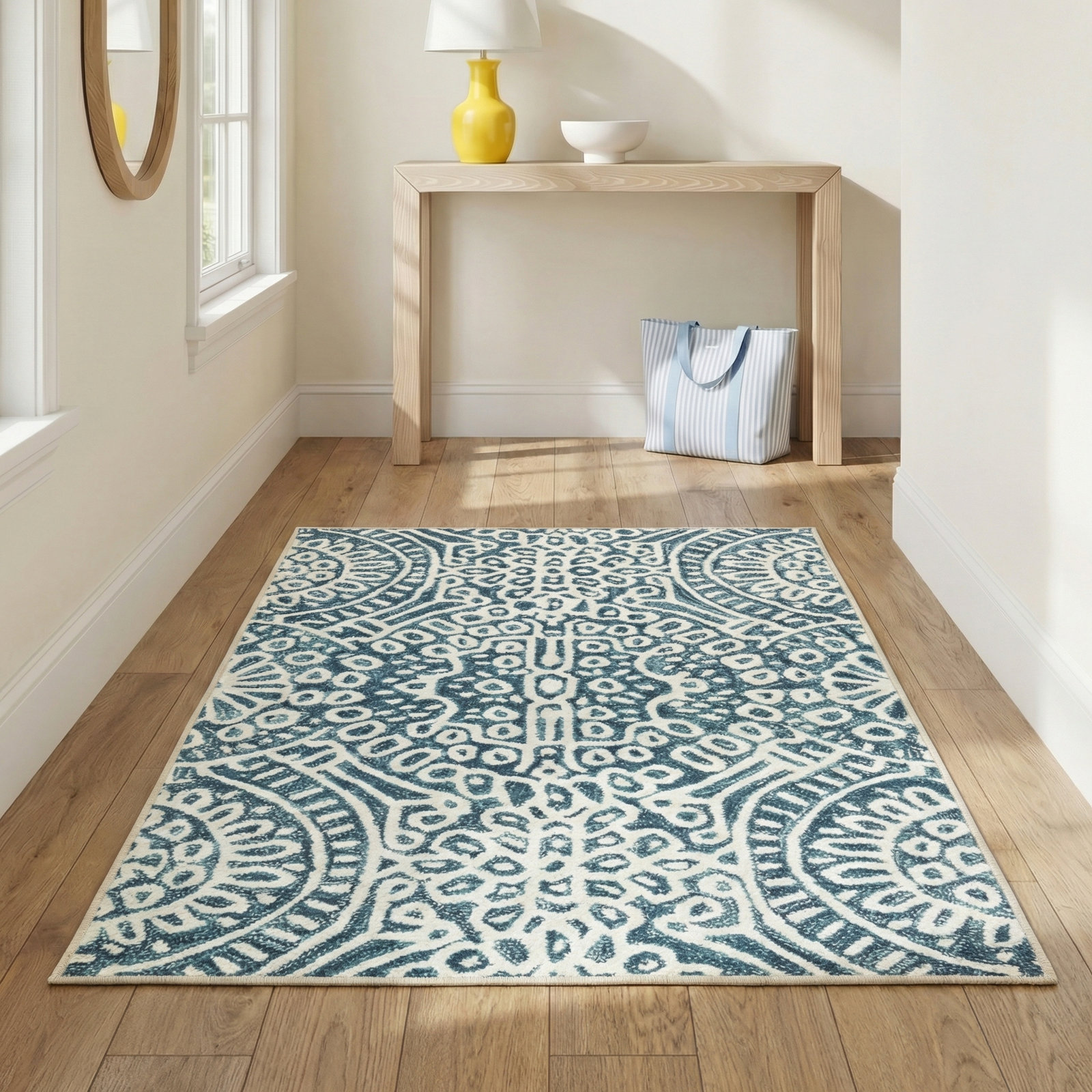 Temple Ink Machine Washable Rug, Rectangle 3' x 5'