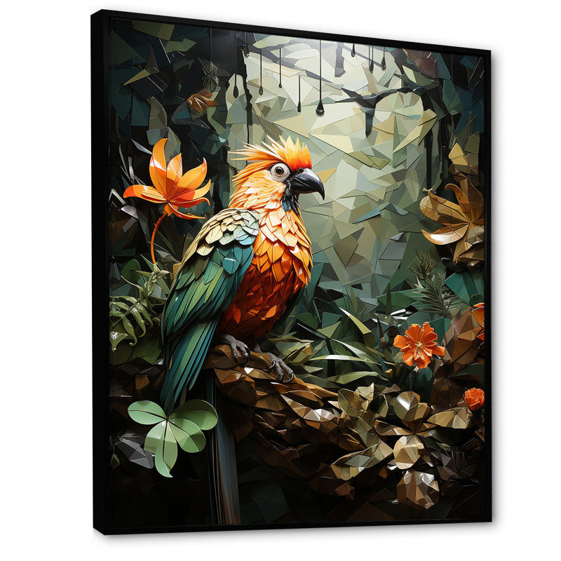 Jungle of Amazonian Dream 1 - Art mural jungle, Cadre flottant noir, H 32 po x l 16 po x P 1 po